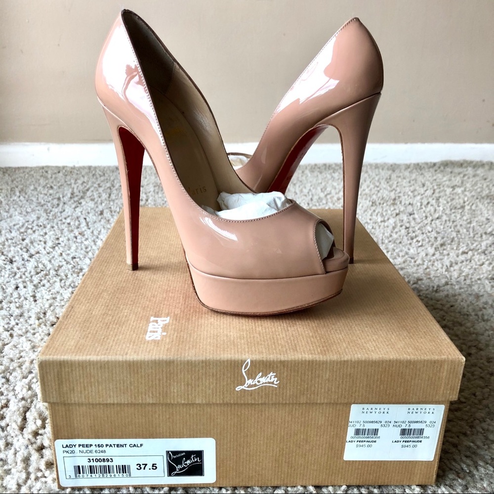 Christian Louboutin Lady Peep Patent - Nude 37.5